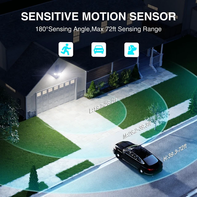 Alt view image 5 of 7 - 85W LED Security Lights Motion Sensor Light Outdoor, 8500LM Dusk to Dawn, IP65 Waterproof, 6500K, 3 Head Motion Detected Flood Light, Floodlight for Outside, Garage, Yard, Porch (Brown)