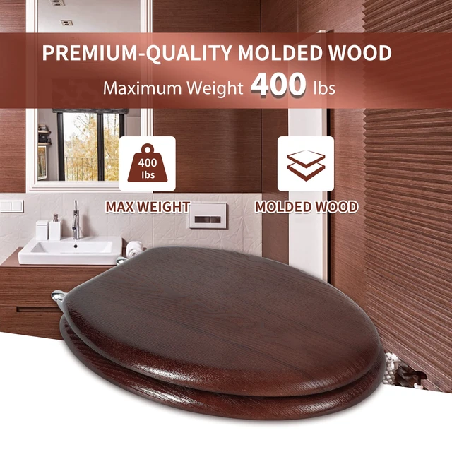 Alt view image 3 of 7 - Durable Wood Veneer Natural Toilet Seat Metal Hinged Easy Clean Anti-scratch American Standard(Elongated,Dark Walnut)