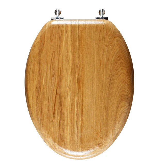 Alt view image 7 of 7 - Durable Wood Veneer Natural Elongated Toilet Seat Metal Hinges Easy Clean(Elongated, Nature)