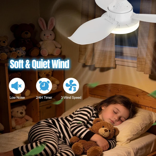 Alt view image 5 of 7 - 25" Socket Fan Light, Flower Shape 3000 Lumens Small Ceiling Fans with Lights and Remote, E26/E27 Light Bulb Fan with Reversible Motor, Dimmable 3000K-6500K for Bedroom Hallway Garage Kitchen