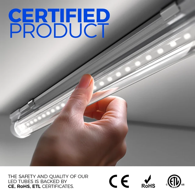 Alt view image 5 of 7 - T8 LED Shop Lights 1.5FT, 25W 3450LM 5000K, 2 Pack High Output Tube 1.5 Foot Light Bar for Workbench Workshop and Garage, Daylight White, Ceiling Mount, Linkable to 10, Aluminum, V Shape