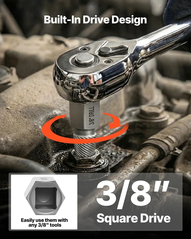 Alt view image 4 of 7 - 41-Piece Screw Extractor and Left Hand Drill Bits Set, Easy Out Screw Extractor Kit with HSS Steel Reverse Drill Bit for Broken Nuts, Stripped Bolts Remove, Adapters