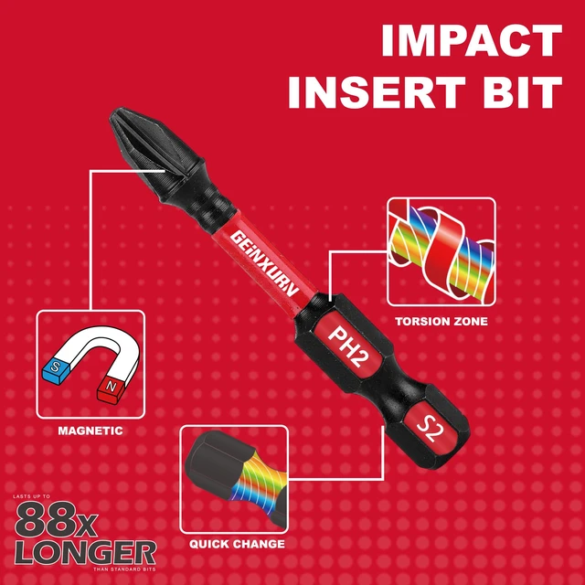 Alt view image 4 of 7 - Impact Tough Mixed #1#2#3 Phillips D2 Steel Long Extension Insert Driver Bits, 41Pack 1/4 Inch Hex Shank Long Cross Magnetic PH1/PH2/PH3 Screwdriver Bits Set with 1Pcs Magnetic Bit Holder