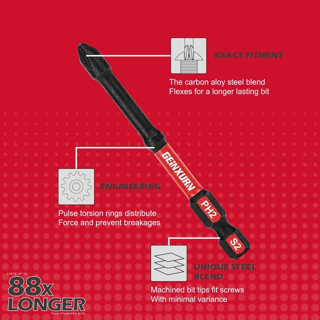 Alt view image 5 of 7 - Impact Tough Mixed #1#2#3 Phillips D2 Steel Long Extension Insert Driver Bits, 41Pack 1/4 Inch Hex Shank Long Cross Magnetic PH1/PH2/PH3 Screwdriver Bits Set with 1Pcs Magnetic Bit Holder