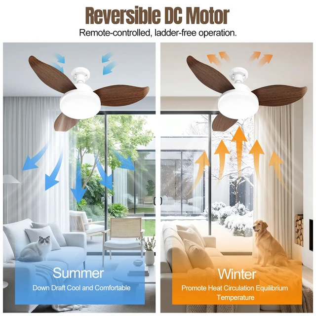 Alt view image 5 of 7 - 25" Socket Fan Light, Flower Shape Small Ceiling Fans with Lights and Remote, 3000 Lumens Light Socket Fan with Reversible Motor, Dimmable 3000K-6500K Screws into E26/E27 Light Bulb Fan