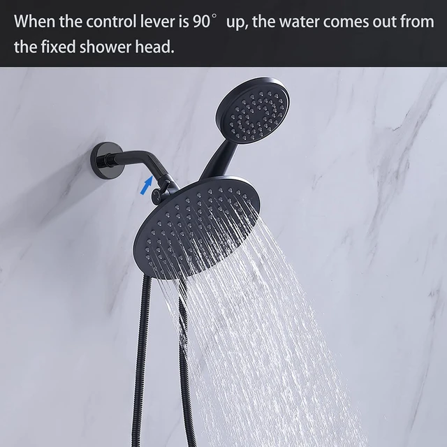 Alt view image 5 of 6 - Solid Metal Shower Head Diverter with Holder 3-Way Spray Separately or Both, Adjustable-Angle Bracket, Anti-Leak, Smooth Knob Switch, Easy Install, Universal Replacement Part