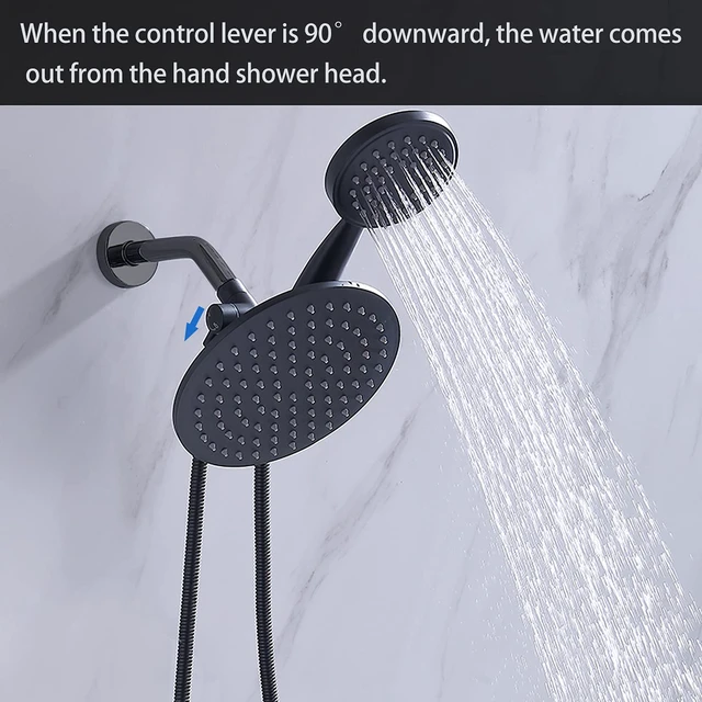 Alt view image 6 of 6 - Solid Metal Shower Head Diverter with Holder 3-Way Spray Separately or Both, Adjustable-Angle Bracket, Anti-Leak, Smooth Knob Switch, Easy Install, Universal Replacement Part