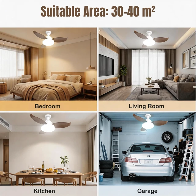 Alt view image 6 of 7 - 25" Socket Fan Light, Flower Shape Small Ceiling Fans with Lights and Remote, 3000 Lumens Light Socket Fan with Reversible Motor, Dimmable 3000K-6500K Screws into E26/E27 Light Bulb Fan