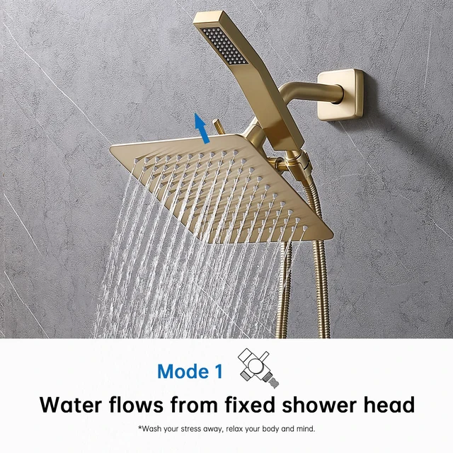 Alt view image 5 of 6 - Solid Metal Shower Head Diverter with Holder 3-Way Spray Separately or Both, Adjustable-Angle Bracket, Anti-Leak, Smooth Knob Switch, Easy Install, Universal Replacement Part