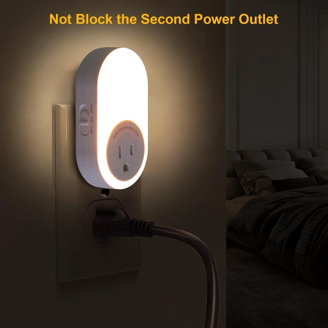 Alt view image 7 of 7 - Night Lights Plug Into Wall with Power Outlet, CCT 2200K/4000K Dusk to Dawn Sensor Night Light with 5LM or 20LM Adjustable Brightness for Bedroom, Kitchen, Living Room, Office