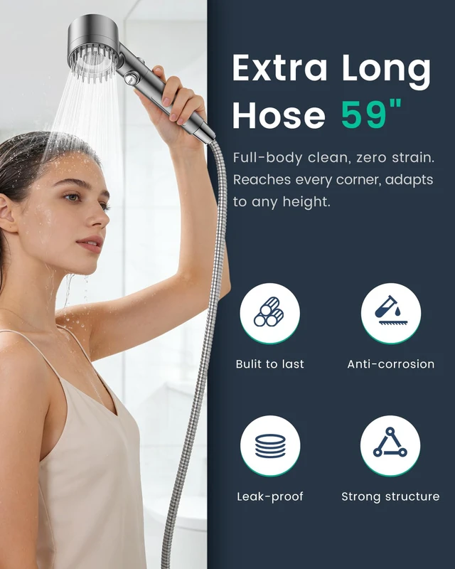 Alt view image 7 of 7 - Filtered Shower Head with Handheld 2PCS Filters ShowerHead 4 Spray, High Pressure Shower Heads with ON/OFF Button, Water Softener for Hard Water, 70" Hose, Remove Chlorine