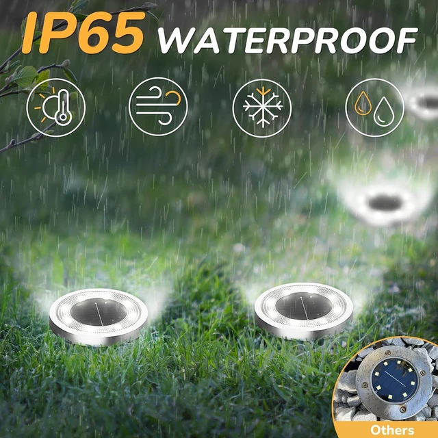Alt view image 2 of 7 - 10Pack Solar Ground Lights Outdoor, 8 LED, IP65 Waterproof, Cold White 600mAh Ni-MH battery, 8-10h runtime, stainless steel, ABS and PP body, solar garden lights for pathways, lawns and driveways