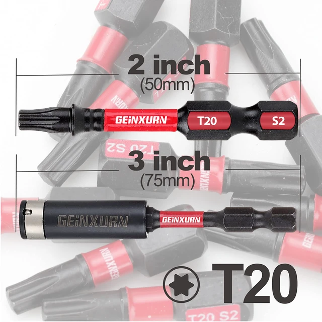 Alt view image 2 of 7 - 50 Pieces T20 2 In. Impact Tough Magnetic #20 Torx Head Power Bits, S2 Alloy Steel T20 Screwdriver Bits Set with 1Pcs Impact Bit Holder