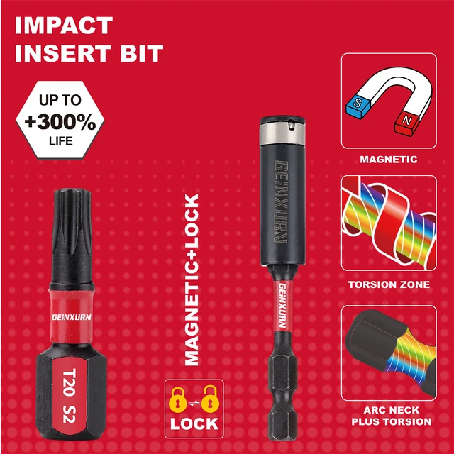 Alt view image 7 of 7 - 50 Pieces T20 2 In. Impact Tough Magnetic #20 Torx Head Power Bits, S2 Alloy Steel T20 Screwdriver Bits Set with 1Pcs Impact Bit Holder