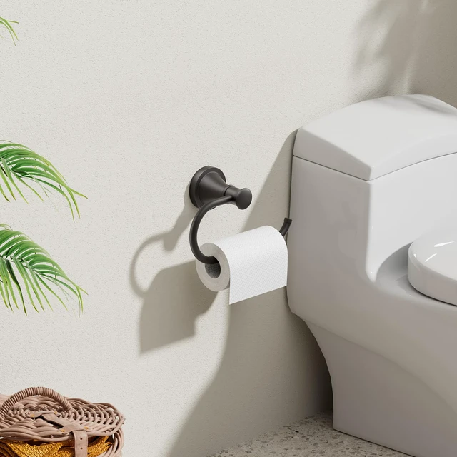 Alt view image 2 of 7 - Toilet Paper Holder Wall Mount Bathroom Tissue Roll Holder Matte Black Pivoting Tissue Roll Holder, High Quality Stainless Steel Hand Towel Ring Rustproof, Bathroom Accessories,Toilet Storage