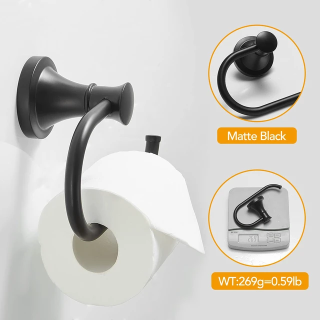 Alt view image 5 of 7 - Toilet Paper Holder Wall Mount Bathroom Tissue Roll Holder Matte Black Pivoting Tissue Roll Holder, High Quality Stainless Steel Hand Towel Ring Rustproof, Bathroom Accessories,Toilet Storage