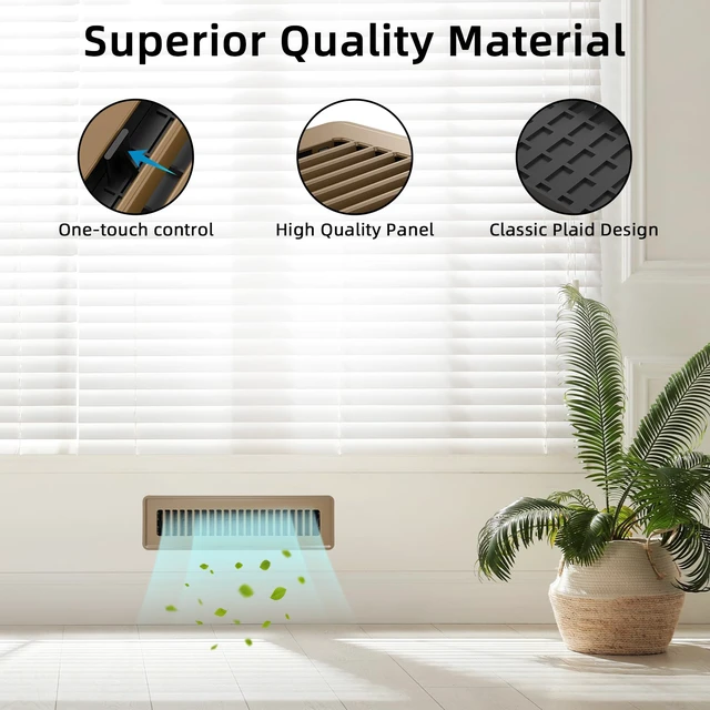 Alt view image 2 of 7 - Floor Register 2x14, 4 Pack Floor Vent Covers for Home Floor Heavy Duty Steel Walkable Floor Vents Air Vent Covers for Sidewall and Floor, Brown