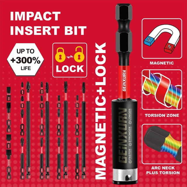 Alt view image 5 of 7 - Impact Tough Magnetic Mixed 23Pack Insert Driver Bits, S2 Alloy Steel Screwdriver Power Bits Set with 1Pcs Impact Magnetic Bit Holder