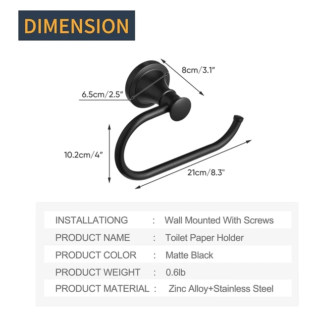 Alt view image 7 of 7 - Toilet Paper Holder Wall Mount Bathroom Tissue Roll Holder Matte Black Pivoting Tissue Roll Holder, High Quality Stainless Steel Hand Towel Ring Rustproof, Bathroom Accessories,Toilet Storage