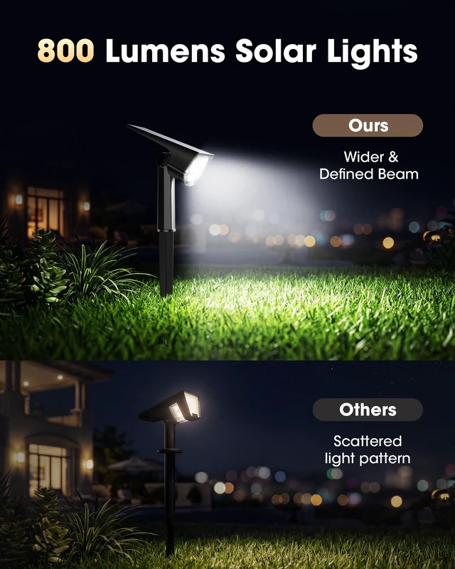 Alt view image 5 of 7 - Solar Spot Lights Outdoor, Solar Lights Outdoor Waterproof IP68/30 LED/2 Modes,Solar Powered Spotlights,Landscape Lighting for Yard and Garden, Cool White,4 Pack