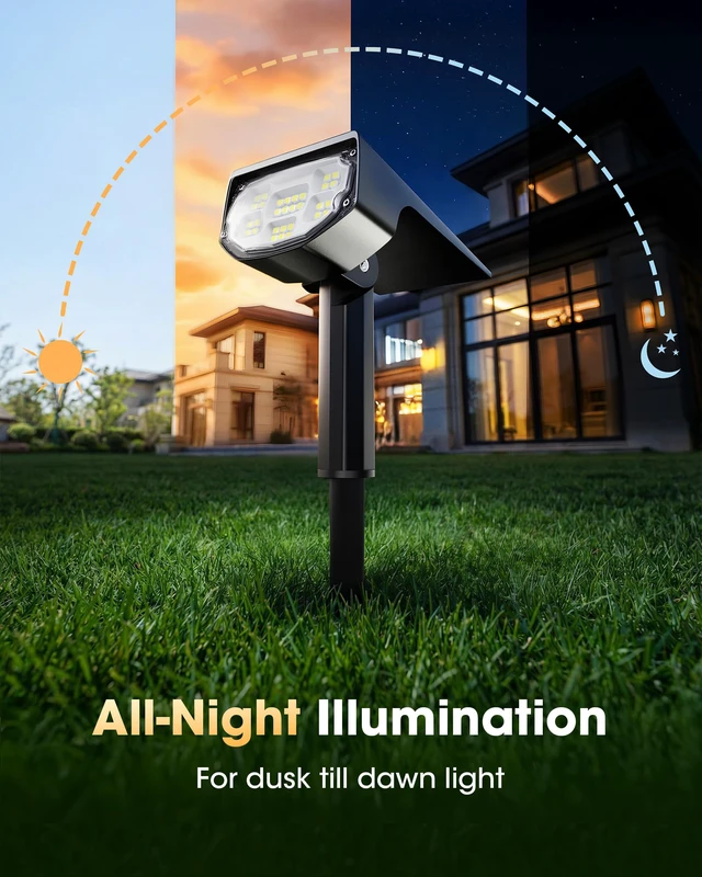 Alt view image 6 of 7 - Solar Spot Lights Outdoor, Solar Lights Outdoor Waterproof IP68/30 LED/2 Modes,Solar Powered Spotlights,Landscape Lighting for Yard and Garden, Cool White,4 Pack
