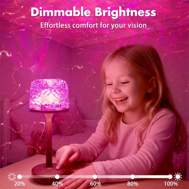 Alt view image 7 of 7 - Waterproof Shower Lamp, Bathroom Lamp with Ocean Wave Projector Walnut Wood Spa-Like Rechargeable Shower Light with Remote&Touch Control Dimmable,16 RGB Color, Cordless Mood Light for Inside Showe