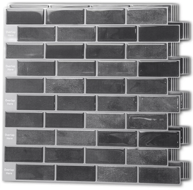Main image of 10-Pack Marble Peel and Stick Backsplash, 12 x 12 in, Smoky Black Strong Adhesion, Lightweight, Cuttable, Waterproof, Fadeless, Crack Resistant, for Kitchen, Bedroom, Ideal for Recently Moved
