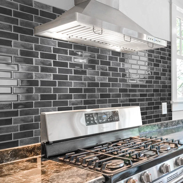 Alt view image 2 of 7 - 10-Pack Marble Peel and Stick Backsplash, 12 x 12 in, Smoky Black Strong Adhesion, Lightweight, Cuttable, Waterproof, Fadeless, Crack Resistant, for Kitchen, Bedroom, Ideal for Recently Moved