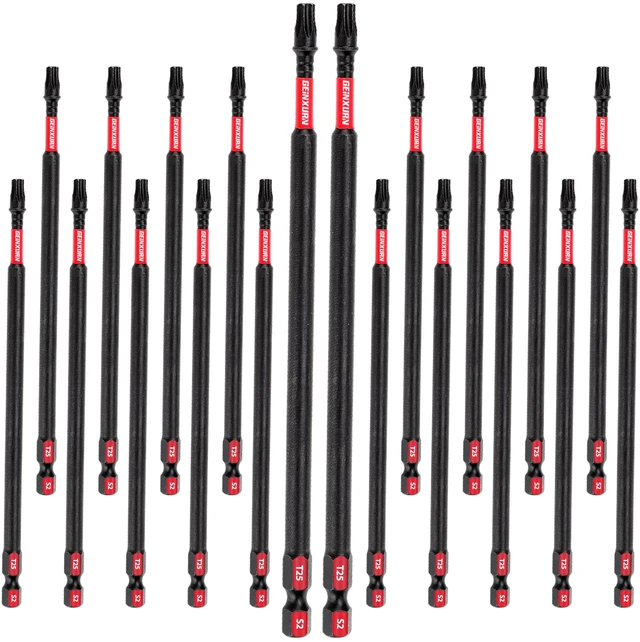Main image of 20Pack Impact Tough #25 Torx 6 in. Insert Driver Bits, Magnetic T25 Head Power Bits, S2 Alloy Steel T25 Screwdriver Bits Set Bulk