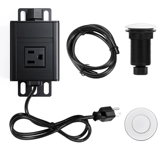 Main image of Garbage Disposal Air Switch Kit, Sink Top Waste Disposer SHORT ABS White On/Off Push Button with Aluminum Alloy Power Module, Food Waste Disposals Replacement Parts
