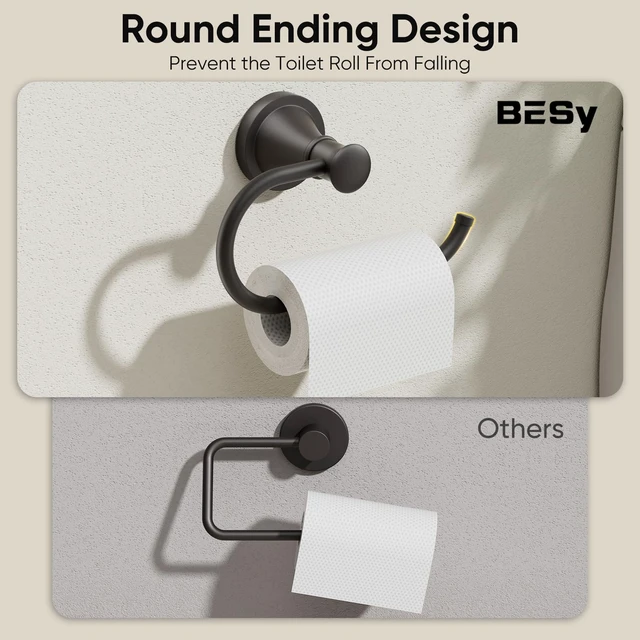 Alt view image 4 of 7 - Toilet Paper Holder Wall Mount Bathroom Tissue Roll Holder Matte Black Pivoting Tissue Roll Holder, High Quality Stainless Steel Hand Towel Ring Rustproof, Bathroom Accessories,Toilet Storage
