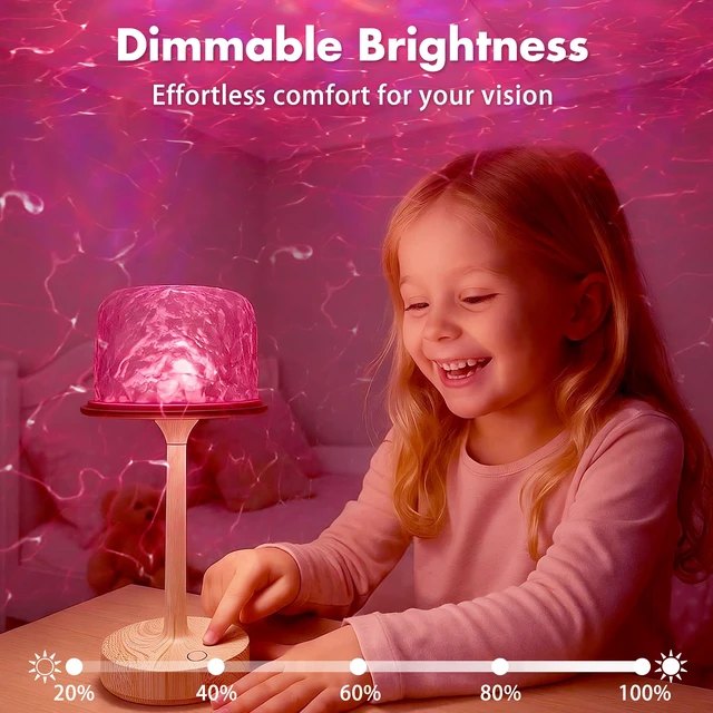 Alt view image 7 of 7 - Waterproof Shower Lamp, Bathroom Lamp with Ocean Wave Projector Wood Grain Spa-Like Rechargeable Shower Light with Remote&Touch Control Dimmable,16 RGB Color, Cordless Mood Light for Inside Showe