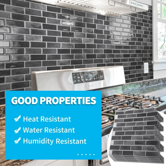 Alt view image 5 of 7 - 10-Pack Marble Peel and Stick Backsplash, 12 x 12 in, Smoky Black Strong Adhesion, Lightweight, Cuttable, Waterproof, Fadeless, Crack Resistant, for Kitchen, Bedroom, Ideal for Recently Moved