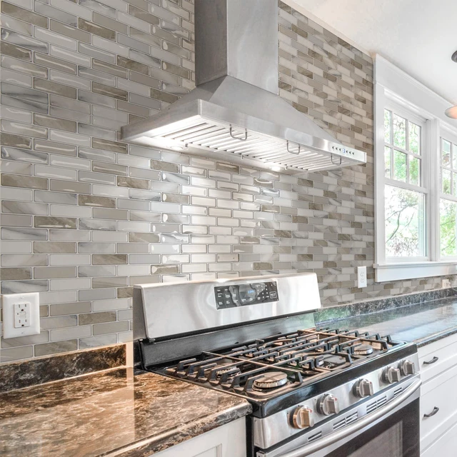Alt view image 3 of 7 - 10-Pack Marble Peel and Stick Backsplash, 12 x 12 in, Beige & White Strong Adhesion, Lightweight, Cuttable, Waterproof, Fadeless, Crack Resistant, for Kitchen, Bedroom, Ideal for Recently Moved