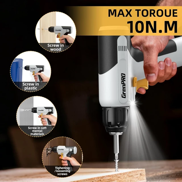 Alt view image 4 of 7 - 188PCS Yellow Cordless Drill Tool Set For Men Tool Kit For Home Box All-In-One Basic Household Tool Box, Glue Gun Accessories DIY, CR-V Steel, Sturdy Storage Case Auto Repair Kit For Men