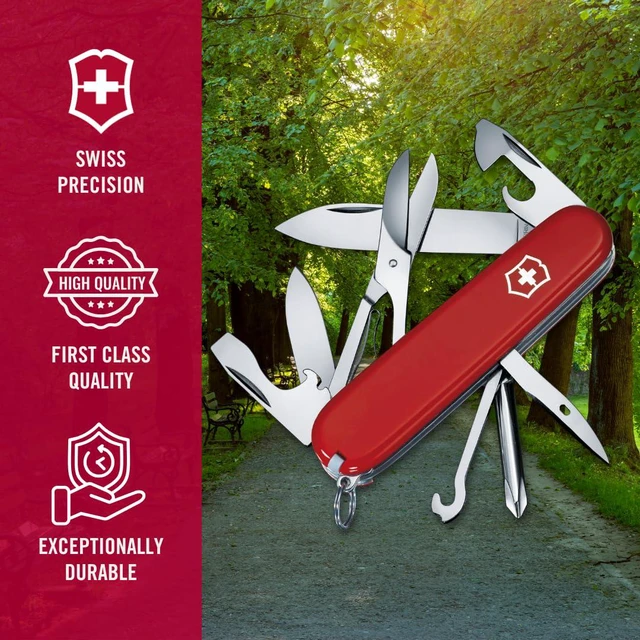 Alt view image 6 of 6 - Super Tinker Swiss Army,14 Function Pocket Knife, Red Swiss made multi-tool with Phillips screwdriver and scissors, perfect for DIY handyman crafts and everyday readiness: Swiss Army