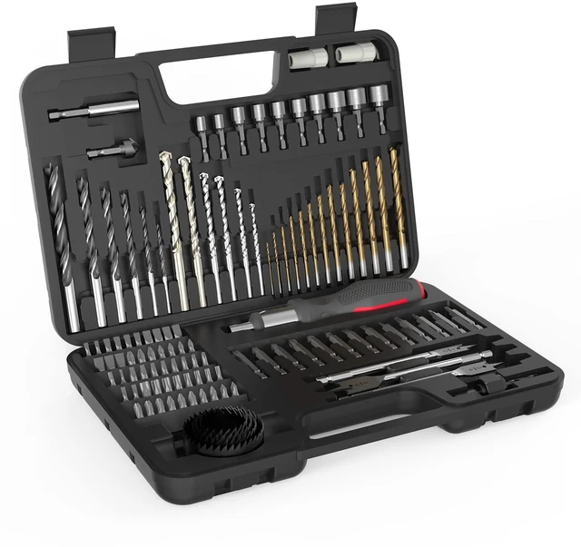 Main image of 109Pcs Drill Bit Set with Ratchet Screwdriver Portable Case Drill Bits HSS Material Titanium Coated for Metal Wood Masonry High Speed Steel Drill Bit Screwdriver Bit Set Well Storage