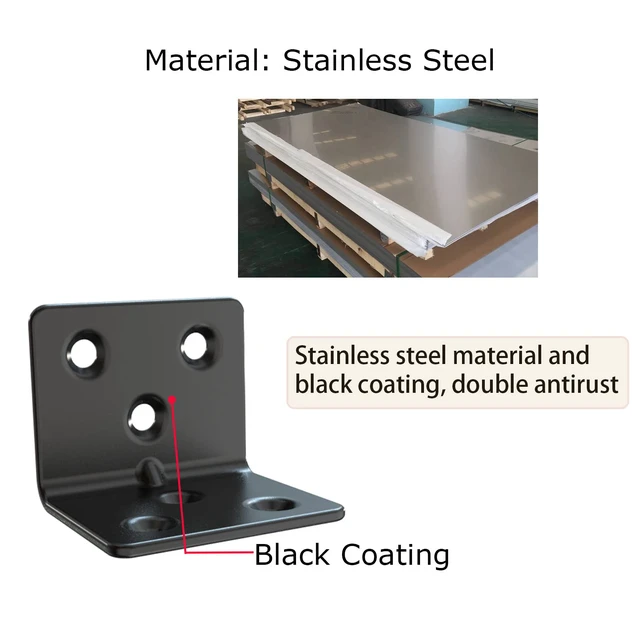 Alt view image 2 of 6 - Black Stainless Steel Shelf Bracket,Joint Right Angle Bracket,L Shape Heavy Duty Metal Corner Brace Shelf Supporter for Wood (30, 1.5x1.2x1.2)