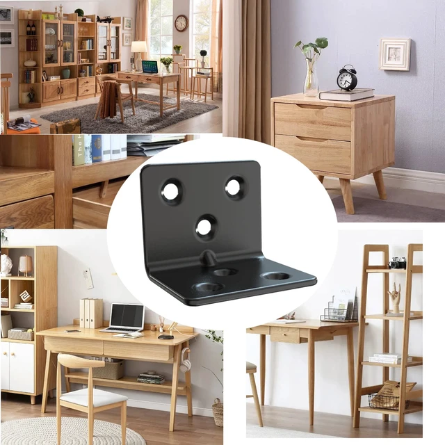 Alt view image 4 of 6 - Black Stainless Steel Shelf Bracket,Joint Right Angle Bracket,L Shape Heavy Duty Metal Corner Brace Shelf Supporter for Wood (30, 1.5x1.2x1.2)