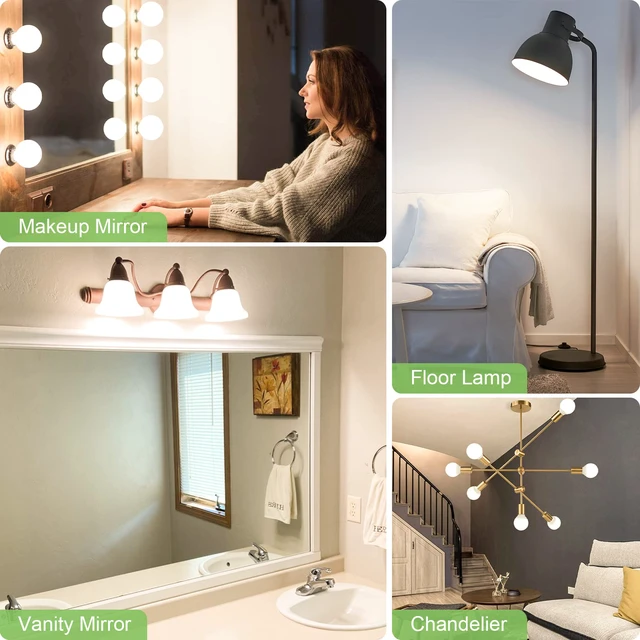 Alt view image 7 of 7 - 8 Pack LED Vanity Light Bulbs for Bathroom 4000K Natural Daylight E26 Base, 60W Equivalent, 5W, 500LM, CRI 85+, Non-dimmable Standard Base LED Globe Light bulbs for Bathroom Vanity Mirror