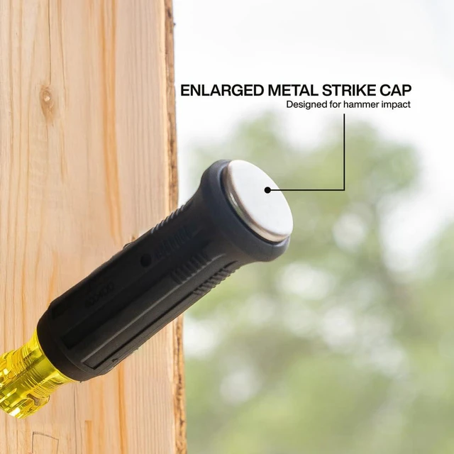 Alt view image 4 of 5 - 6004DD 1/4-Inch Keystone Demolition Screwdriver, Steel Tip-to-Cap Construction Demo Screwdriver, Cushion-Grip Handle, Oversized Strike Cap, Square Shank with Wrench Assist
