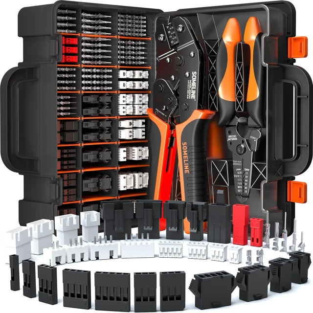 Main image of Crimping Tool Connector Kit, 37 Types JST-XH/SM/SYP 2.5mm & Dupont 2.54mm Connectors, 32-20 AWG Ratchet Crimper for JST & Dupont - Assortment for DIY Electronics, RC Models, and 3D Printing