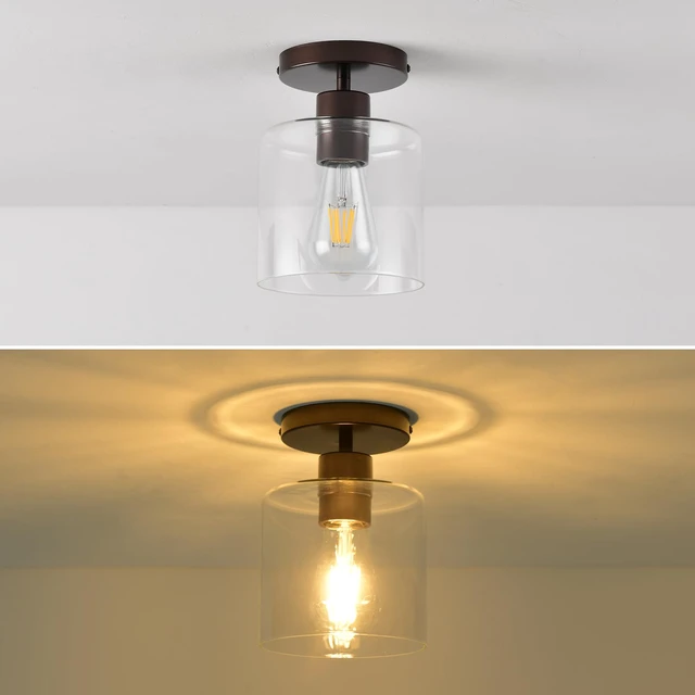 Alt view image 3 of 7 - Oil Rubbed Bronze Semi Flush Mount Ceiling Light,Modern Farmhouse Ceiling Light Fixture for Closet Hallway Entryway,Hallway Light Fixture,Hanging Light Fixture