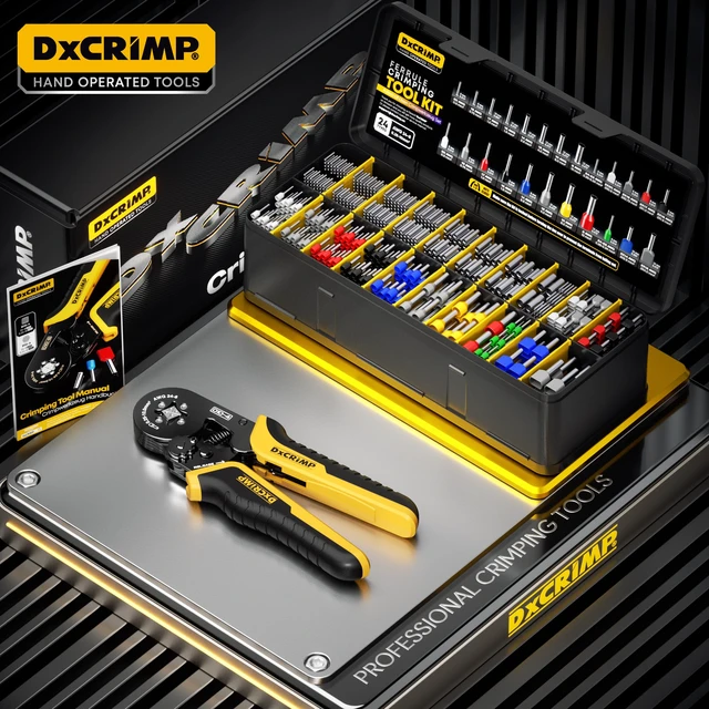 Alt view image 7 of 7 - Ferrule Crimping Tool Kit AWG 24-10 Wire Ferrules 24 Sizes Self-adjusting wire crimper with insulated wire terminals for electrical panels PLC marine solar and 12V automotive wiring