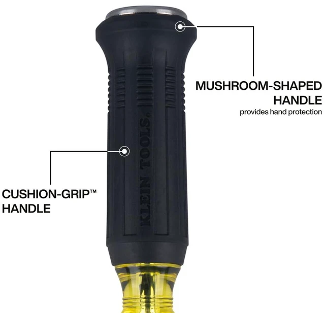 Alt view image 3 of 5 - 6004DD 1/4-Inch Keystone Demolition Screwdriver, Steel Tip-to-Cap Construction Demo Screwdriver, Cushion-Grip Handle, Oversized Strike Cap, Square Shank with Wrench Assist