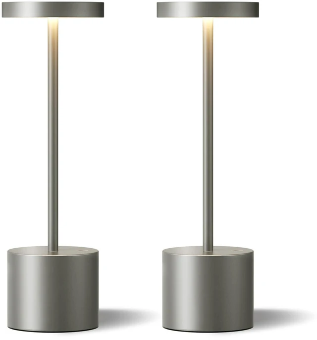Main image of Grey Rechargeable Cordless Lamp - Touch Control, 3 Color Temperature, Wireless Battery Operated Lamps, Stepless Dimmable, Set of 2