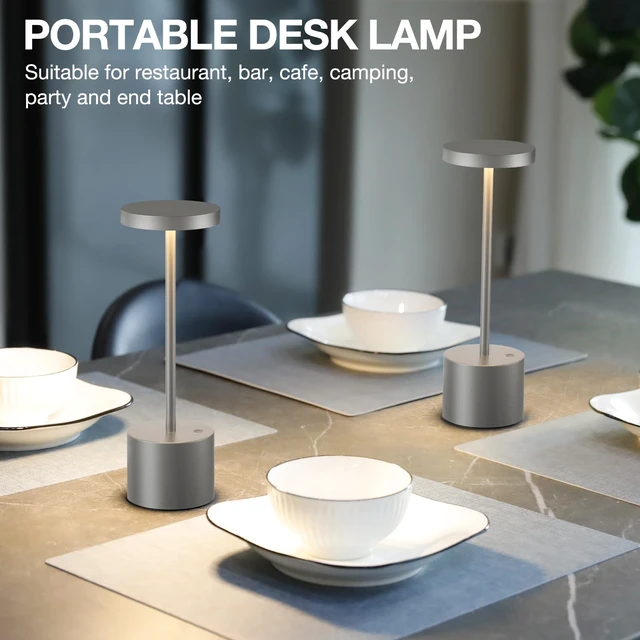 Alt view image 3 of 7 - Grey Rechargeable Cordless Lamp - Touch Control, 3 Color Temperature, Wireless Battery Operated Lamps, Stepless Dimmable, Set of 2