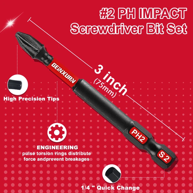 Alt view image 3 of 7 - Impact Tough #2 Phillips 3 in. Insert Driver Bits,30Pack Bulk PH2 Screwdriver Bits Set