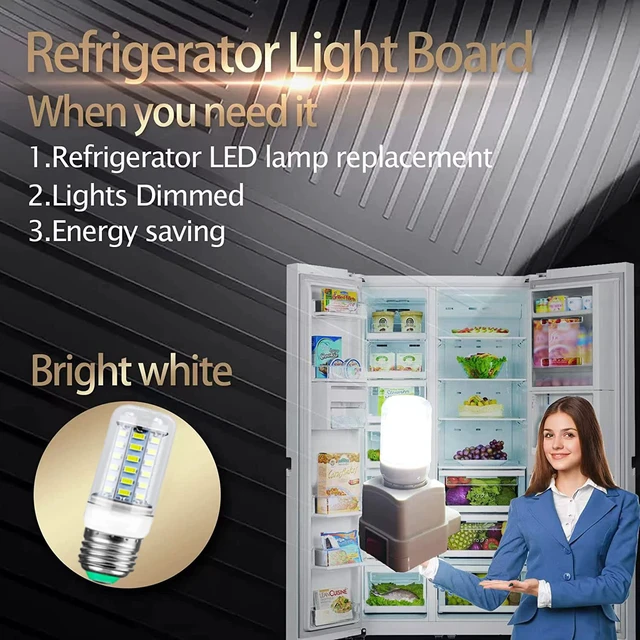 Alt view image 5 of 6 - E27 LED Refrigerator Light Bulb,Daylight White 7W, 60W Equivalent 700LM 6000K Energy Saving ac 100 265v,Non-Dimmable,2-Pack