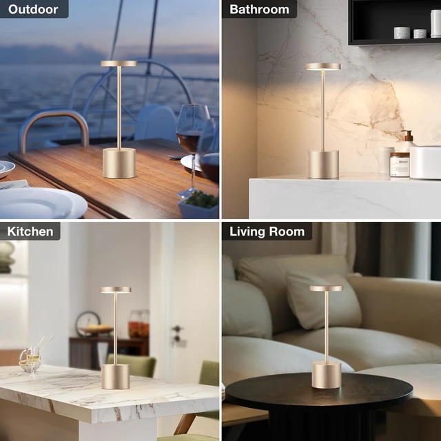 Alt view image 7 of 7 - Cordless Table Lamp, 4000mAh Rechargeable Battery Powered Lamps, 3 Color Stepless Dimming, Wireless Outdoor Lamps for Dining Room, Bedroom, Patio, Camping, Set of 2- Antique White